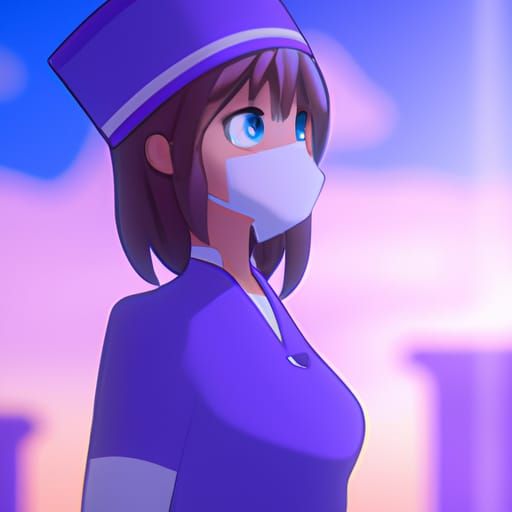 Adorable Surgical Nurse in Anime Key Visual Style