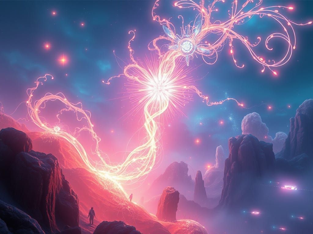 Enchanting Iridescent Being in a Futuristic Fantasycore Real...