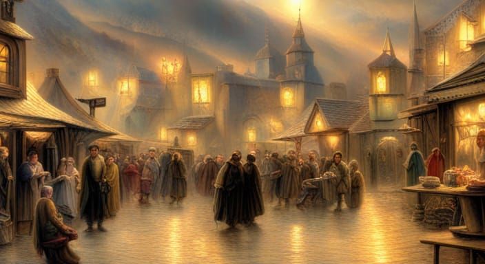 Medieval Market in The Lord of the Rings. 🏰 Aragorn, Gimli, Legolas and Frodo on shopping tour. ✨