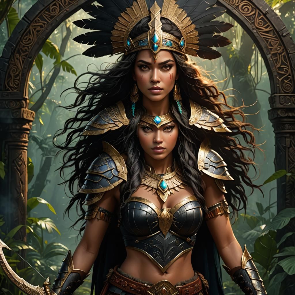 Amazonian Warrior Princess Portrait in Digital Matte Paintin...