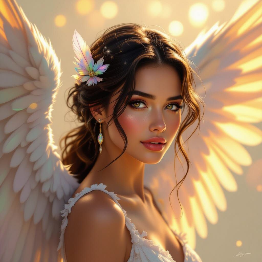 Ethereal Angel Portrait in Digital Painting Style