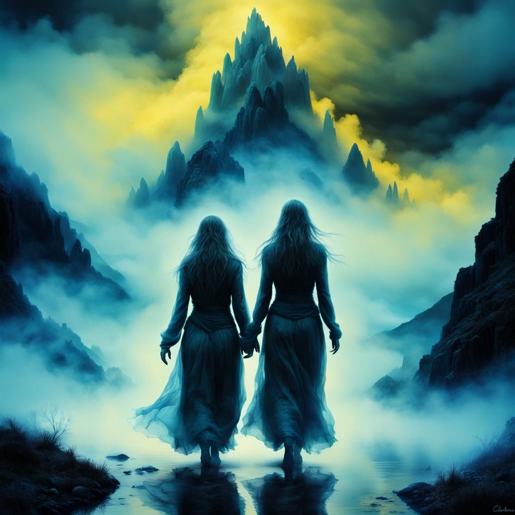 Celtic Spirits in a Dream Landscape: Impasto Painting