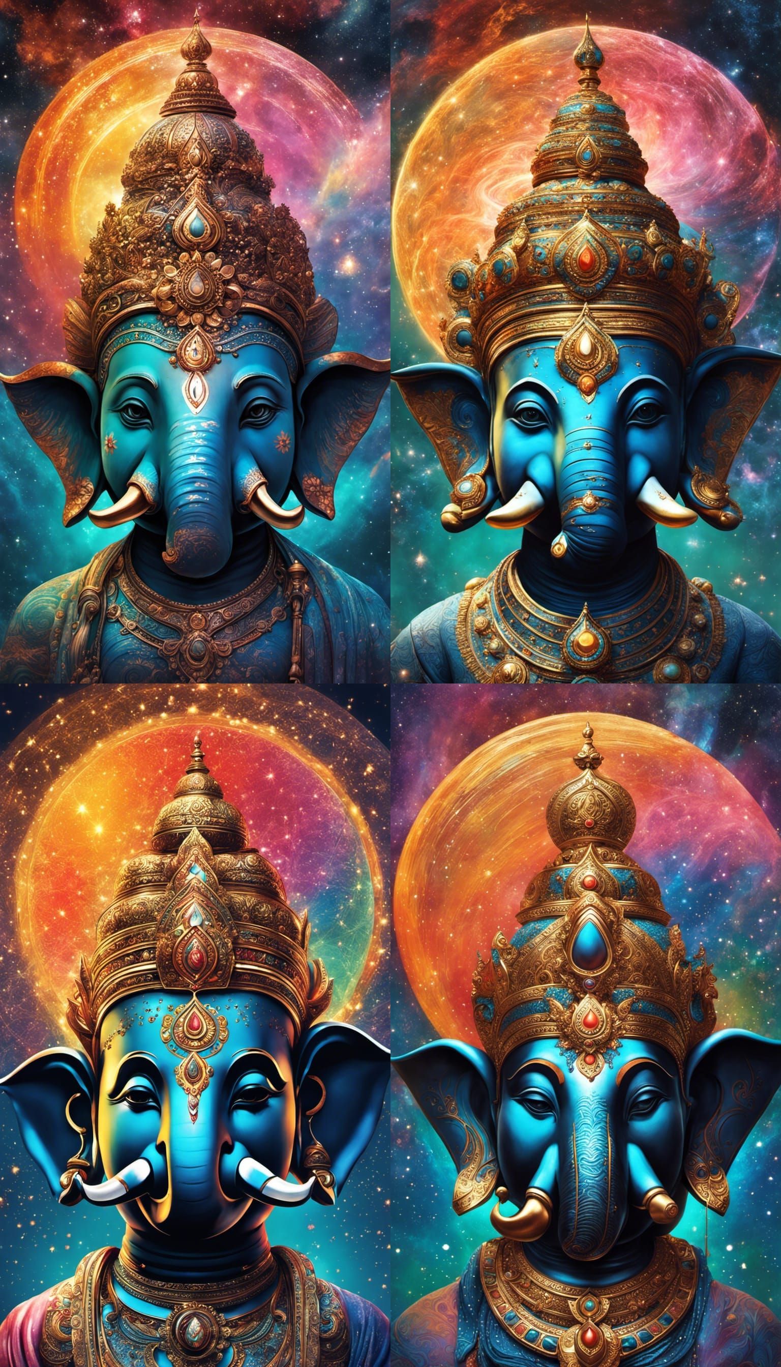 Surreal Ganesha Portrait with Fractal Iridescence
