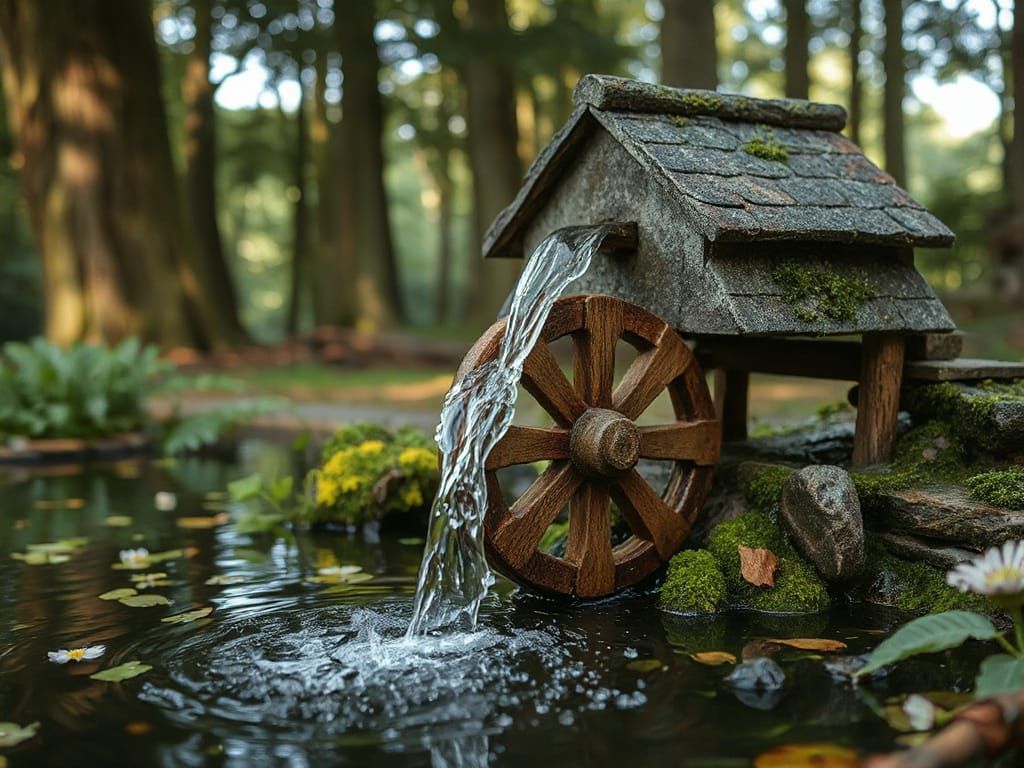 Rustic Stone Mill Whimsy with Tilt-Shift Water Effects