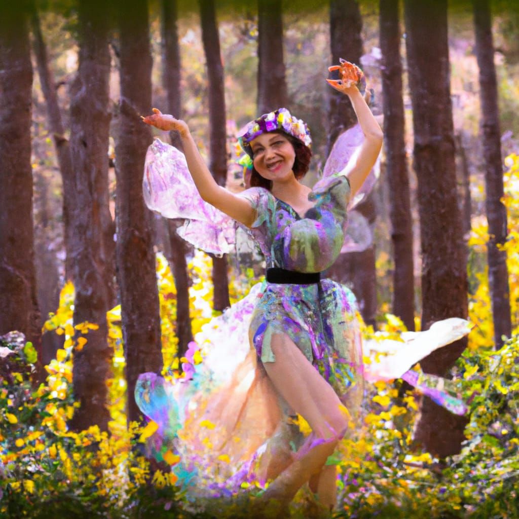 Enchanted Fairy Dancing in Forest Glade
