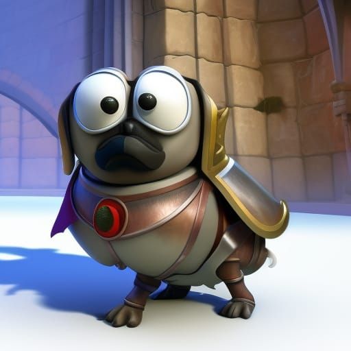 Pug Knight: Pixar-Style 3D Digital Art