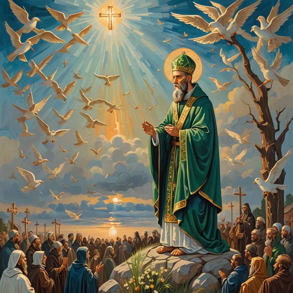 Saint Patrick Iconography in Impasto Gouache