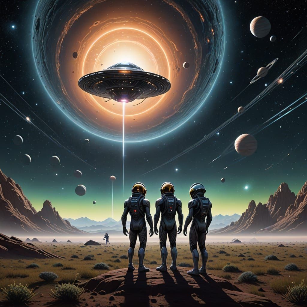 Interstellar Meeting of Alien Civilizations in Digital Art