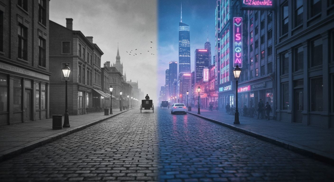 Time Travel Street: Juxtaposition of Eras