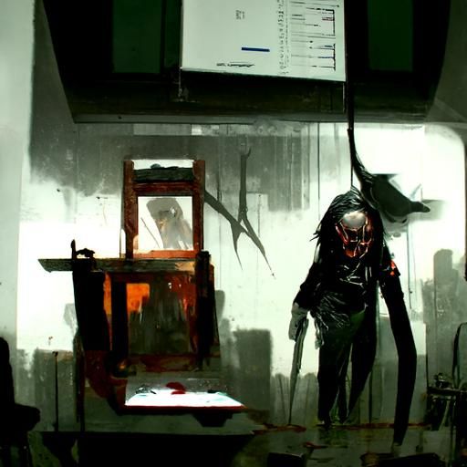 Sinister Bloody Office Worker by Rutkowski