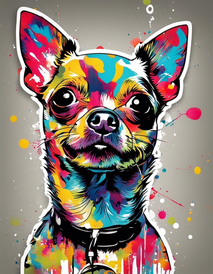 Abstract Ink Chihuahua Close-Up