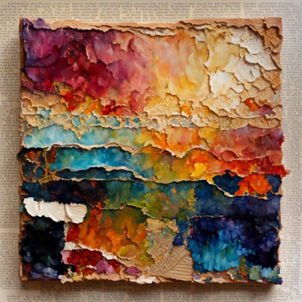 Vibrant Neo-Expressionist Masterpiece with Mixed Media Textu...