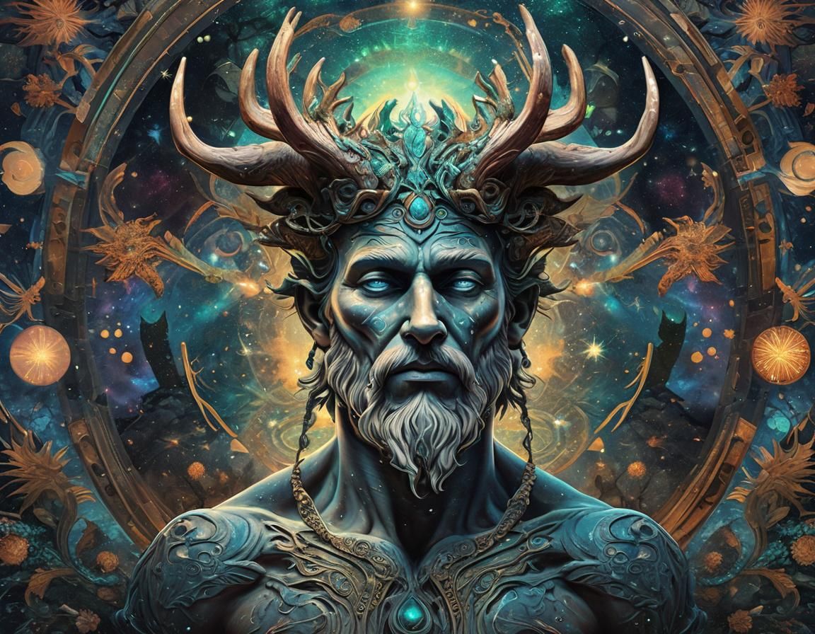 Cernunnos in Holographic Astral Illustration