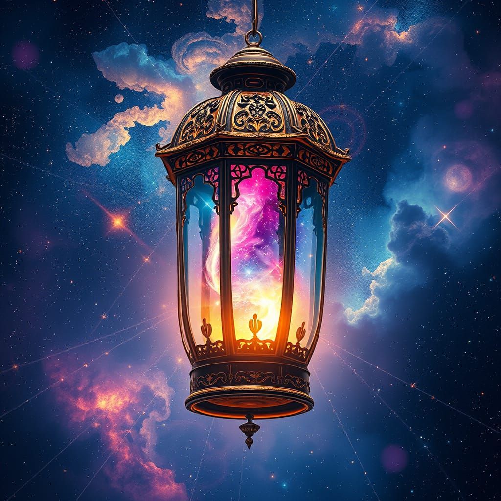Radiant Cosmic Lantern in Celestial Space