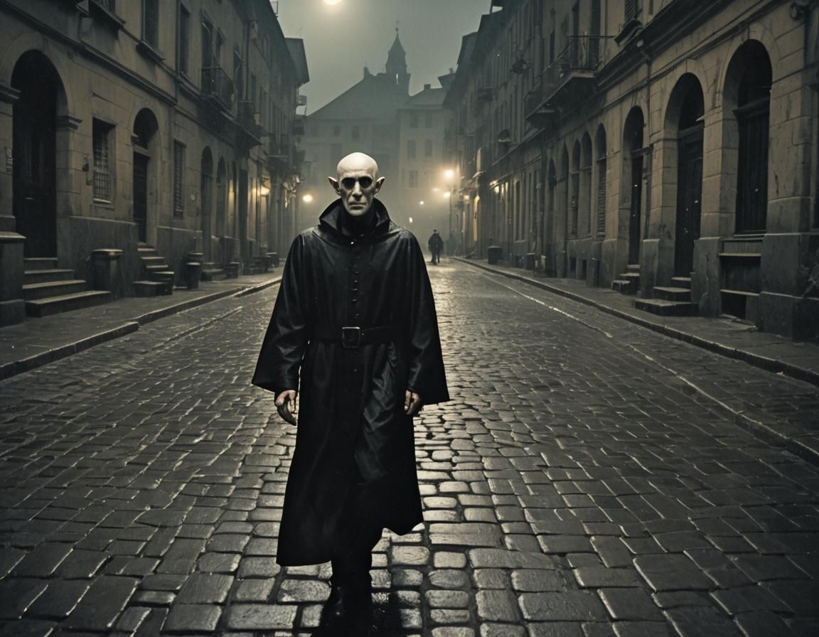 Nosferatu Walks Napoli Streets in Dark Fantasy Style