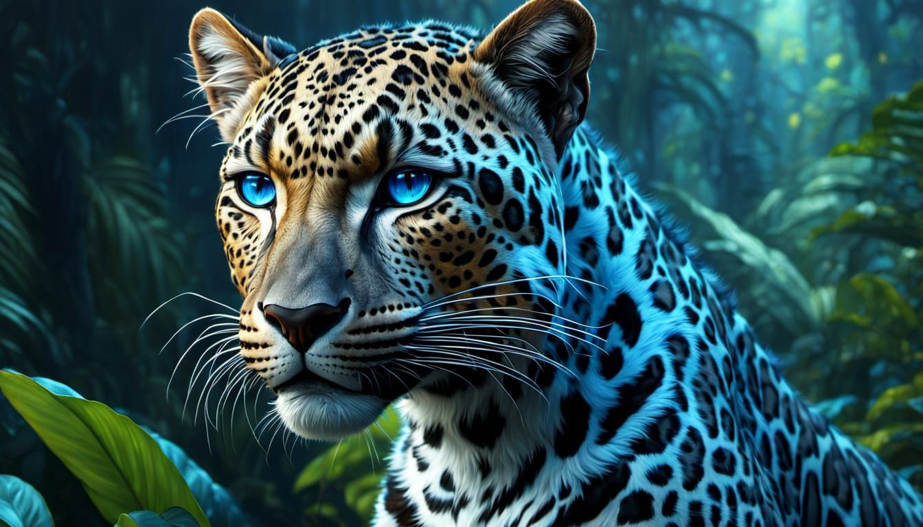Robot Leopard in Jungle, Digital Matte Painting