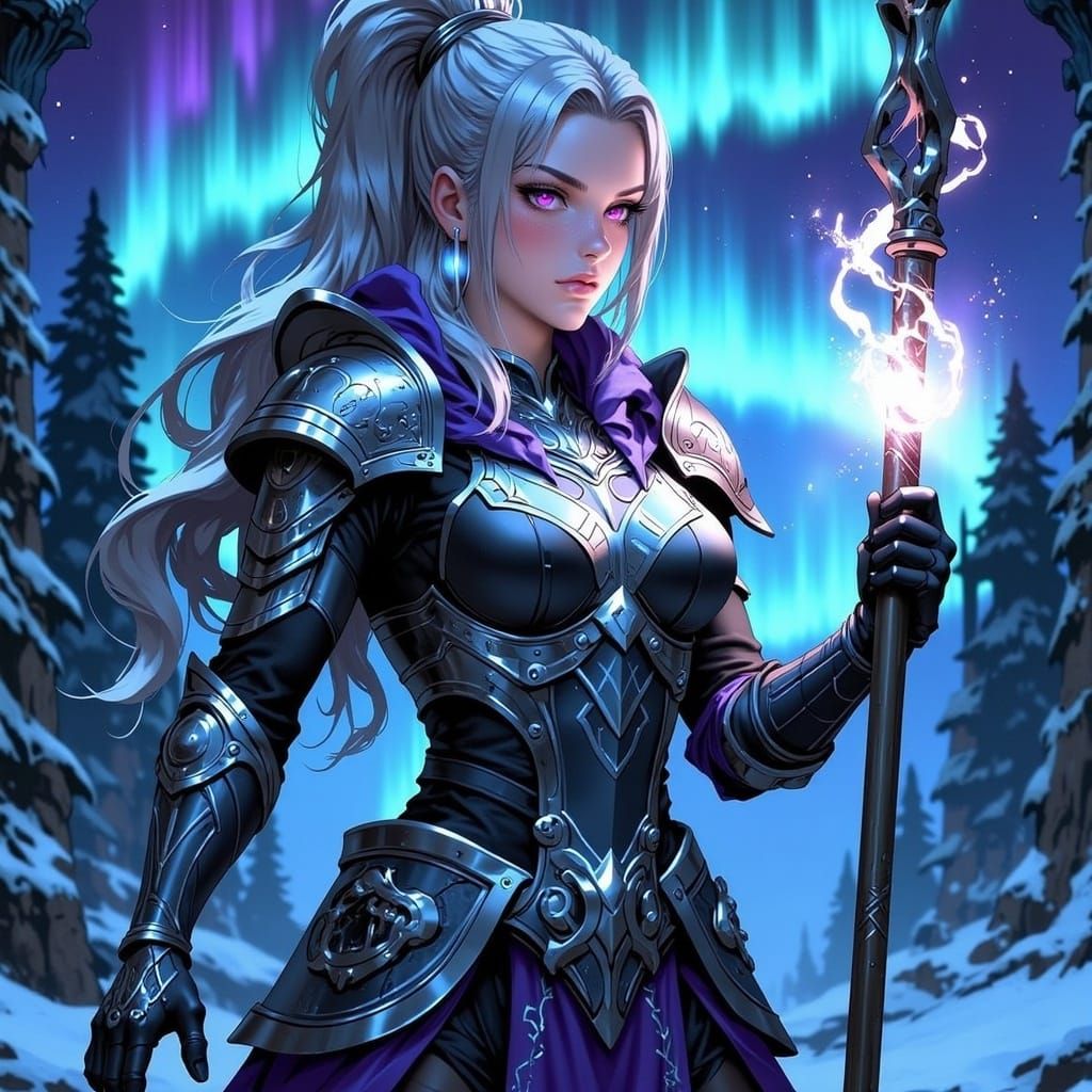 Wise Valkyrie in Nordic Landscape Digital Art