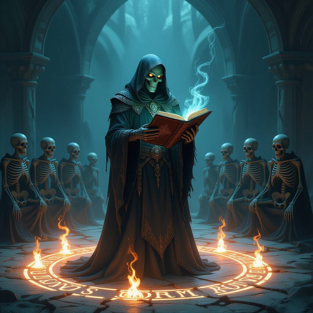 Undead Lich Aristocrat with Grimoire and Bonelords