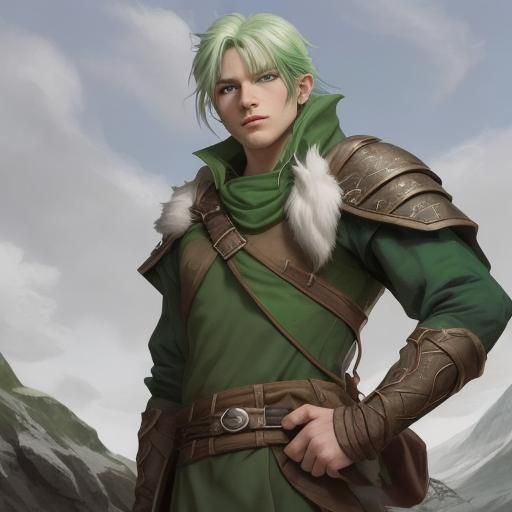 D&D 5e Ranger with Greenish Hair and Eyes