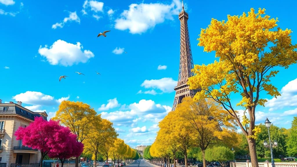Paris City View with Eiffel Tower