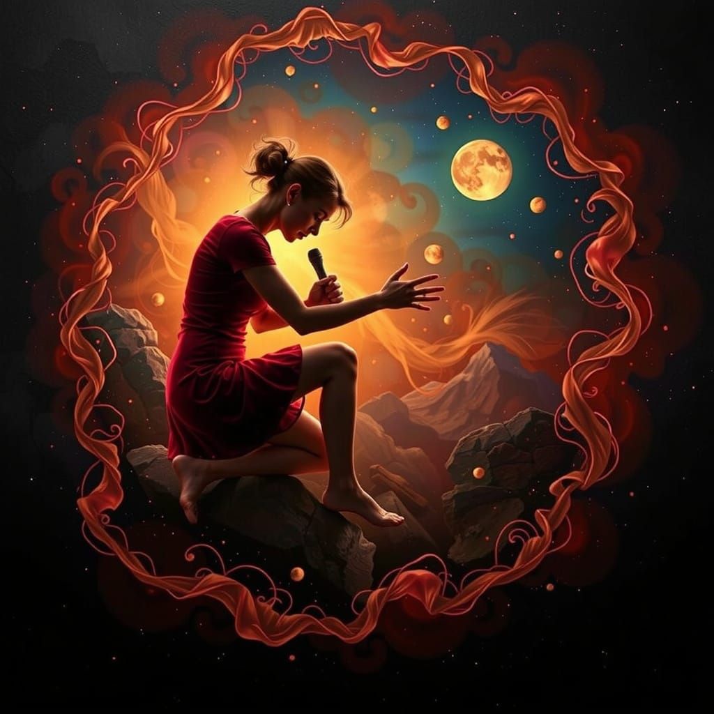 Abstract Curled Shapes in Shades of Red