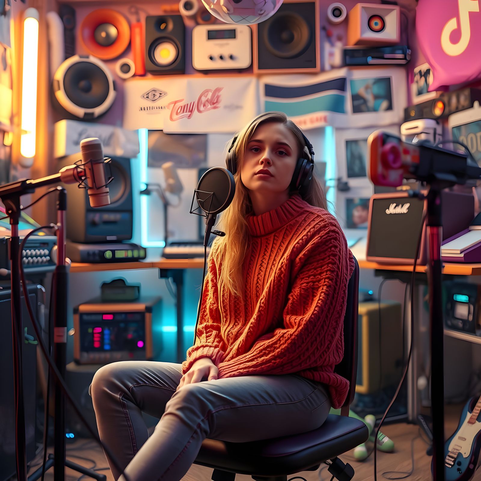 Surreal Hypnosis Scene in Cyberpunk Neon Dreamscape