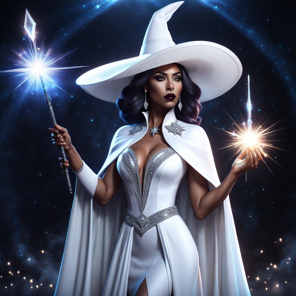 Diamond Witch with Magic Wand, Hyperdetailed Digital Art