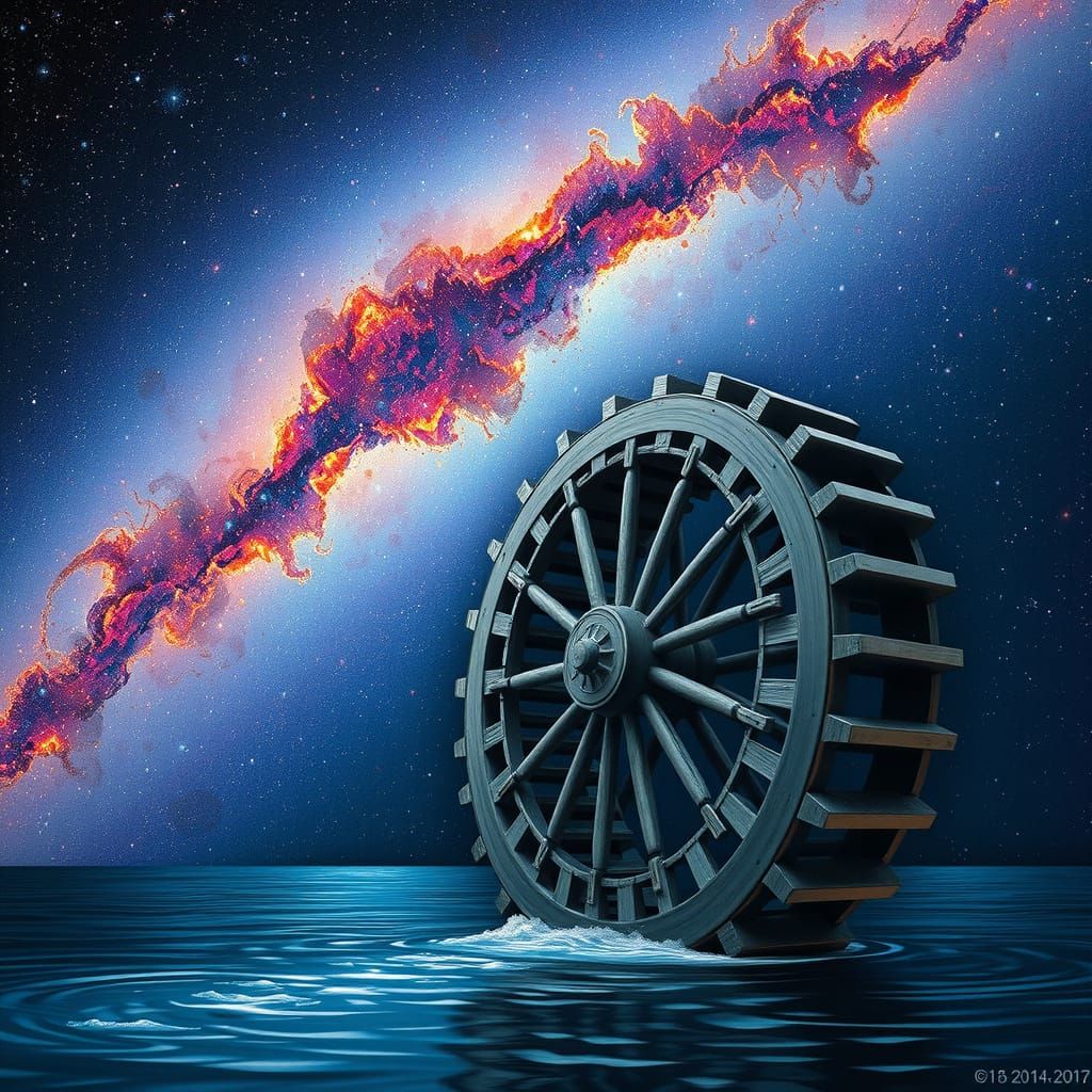 Ancient Waterwheel Glows in Cosmic Space