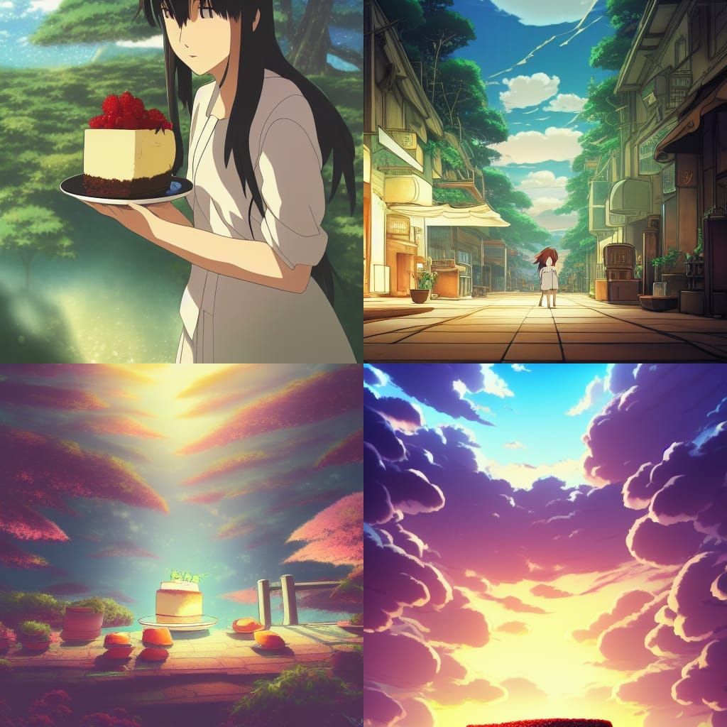 Cheesecake in Studio Ghibli Anime Style