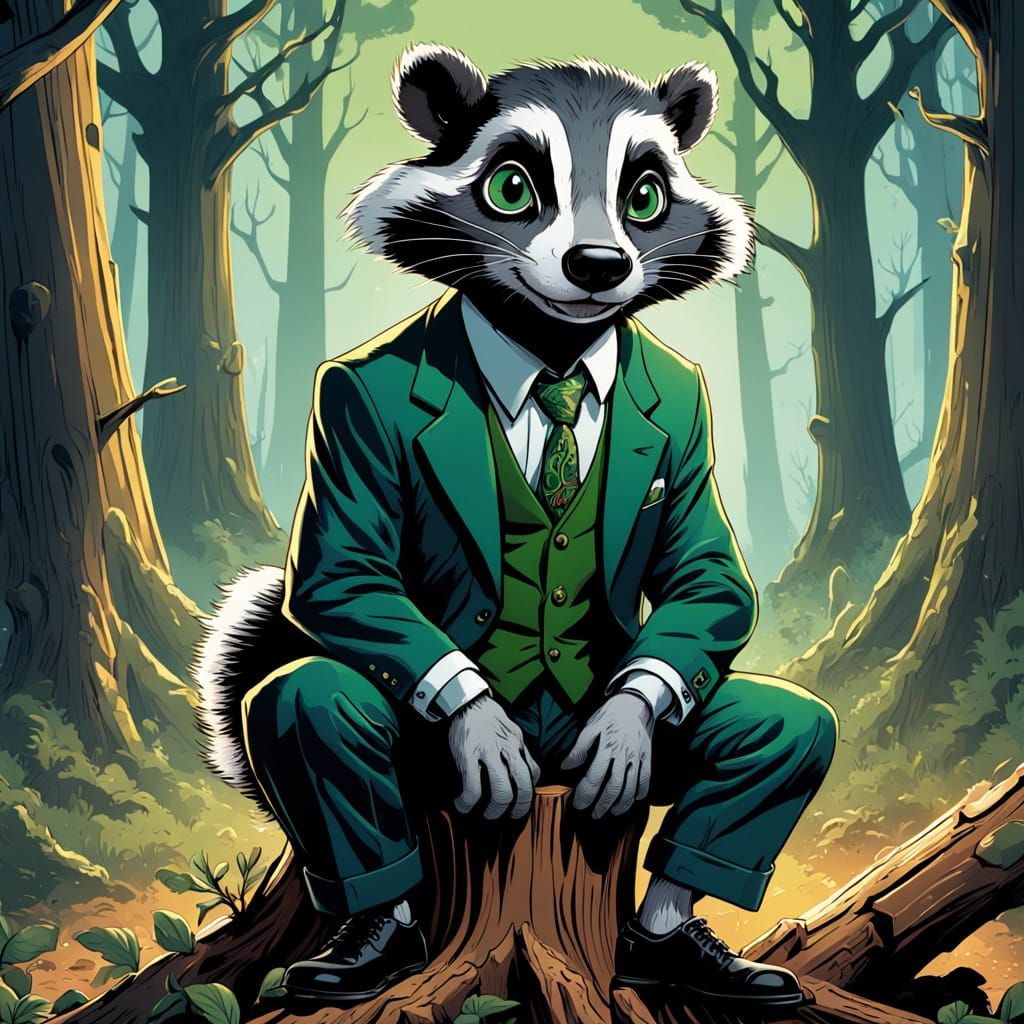 Cartoon Badger in Looney Tunes Comic Style