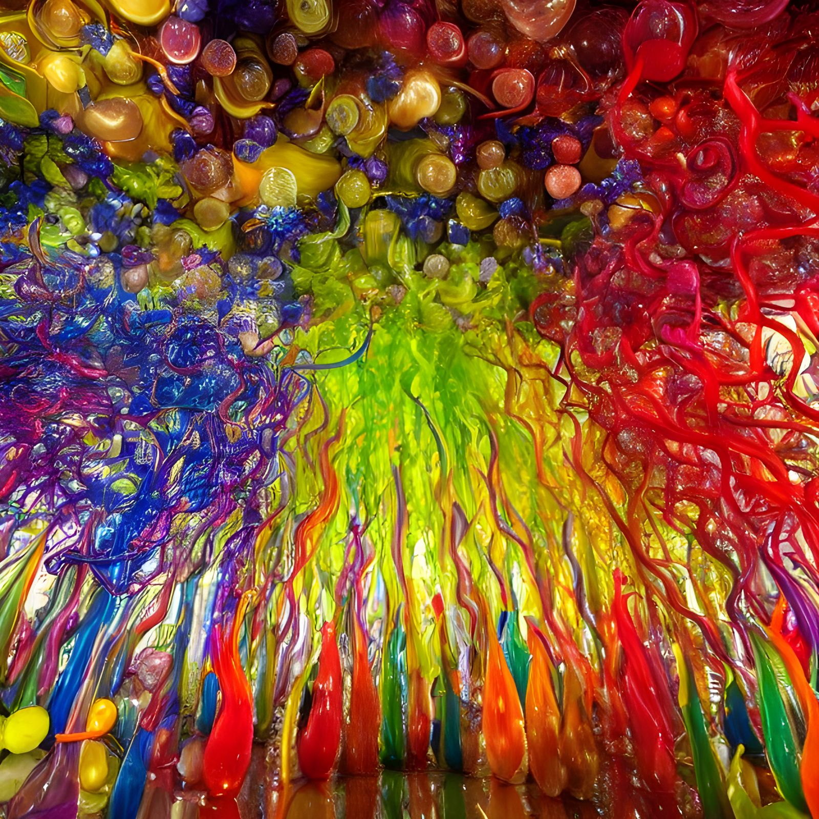 Shattered Multicolored Glass Sculpture Installation
