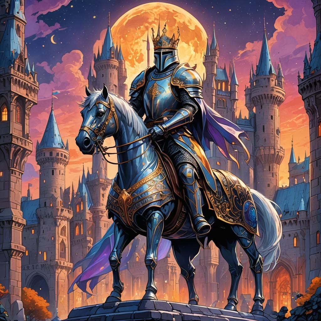 Knight on Winged Horse with Lightsaber: Fantasy Concept Art