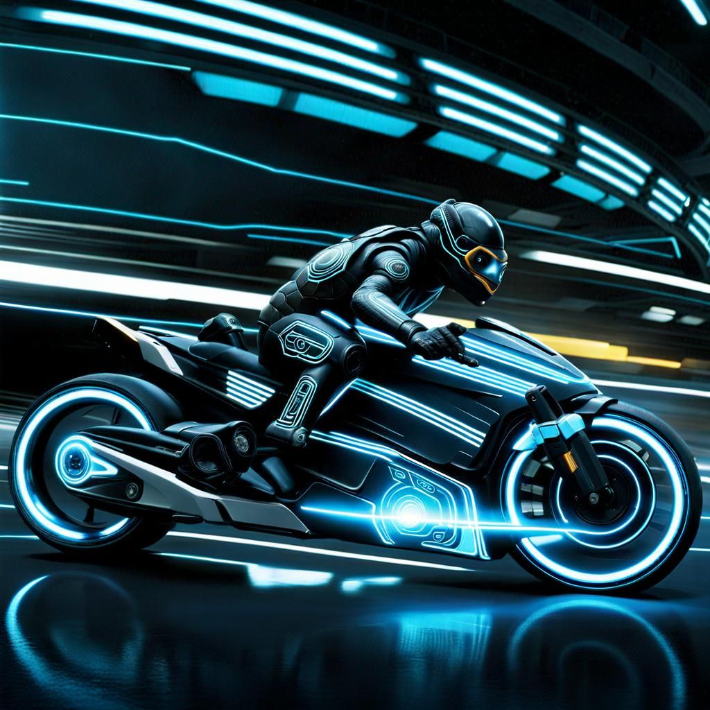 Turtle Races Lightcycle in Tron Legacy Universe