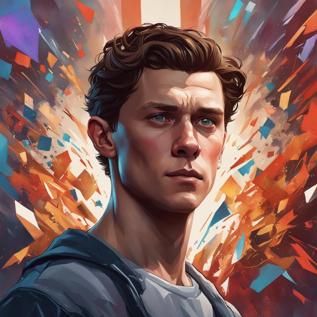 Tom Holland Portrait in Digital Art Style