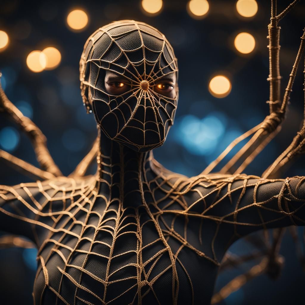 Spider Silk Woman: Hyperrealistic 3D Render