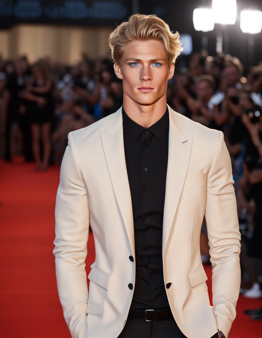 Teenage Male Portrait with Blonde Hair and Blue Eyes