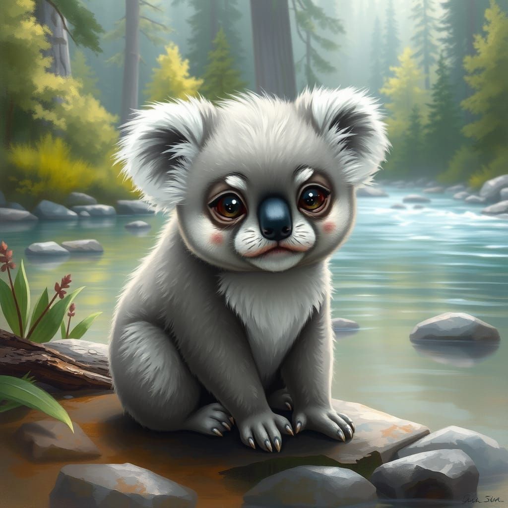 Hybrid Animal in Lush Forest, Digital Painting