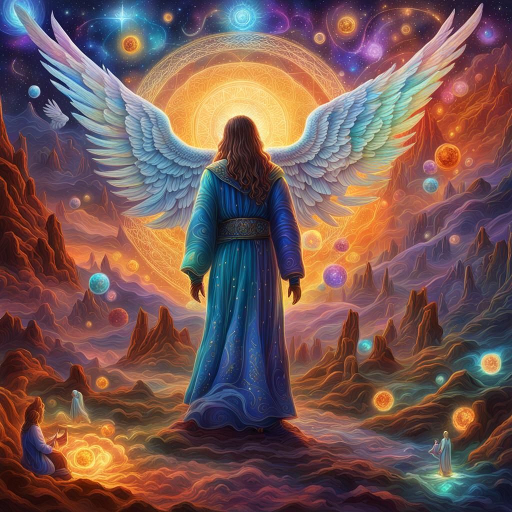 Astral Servitor in Cosmic Holographic Illustration