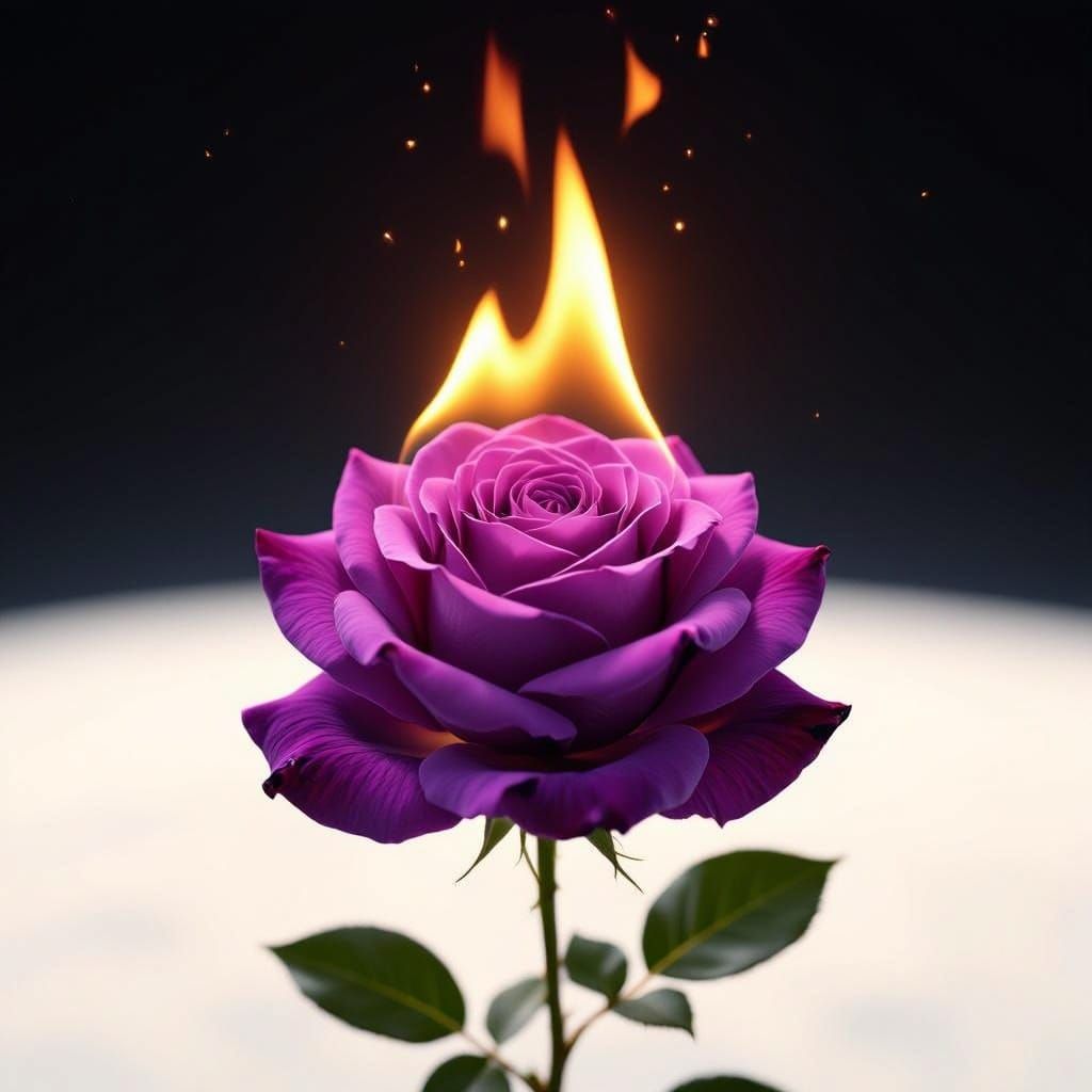 Celestial Rose in Fiery Cosmic Bloom