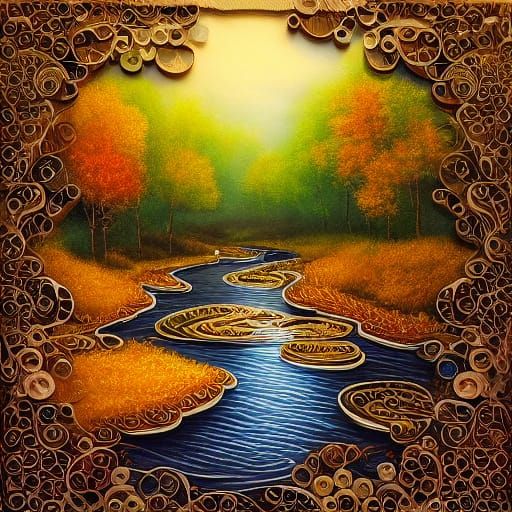 Autumn Woods in Quilling Collage Art
