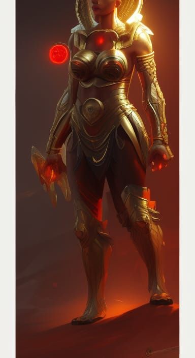 Red Eyed Spartan Queen Portrait, Hyperdetailed Concept Art