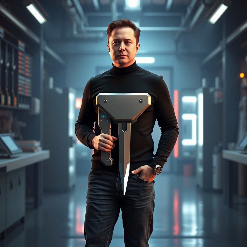 Elon musk showing off his new electric guillotine