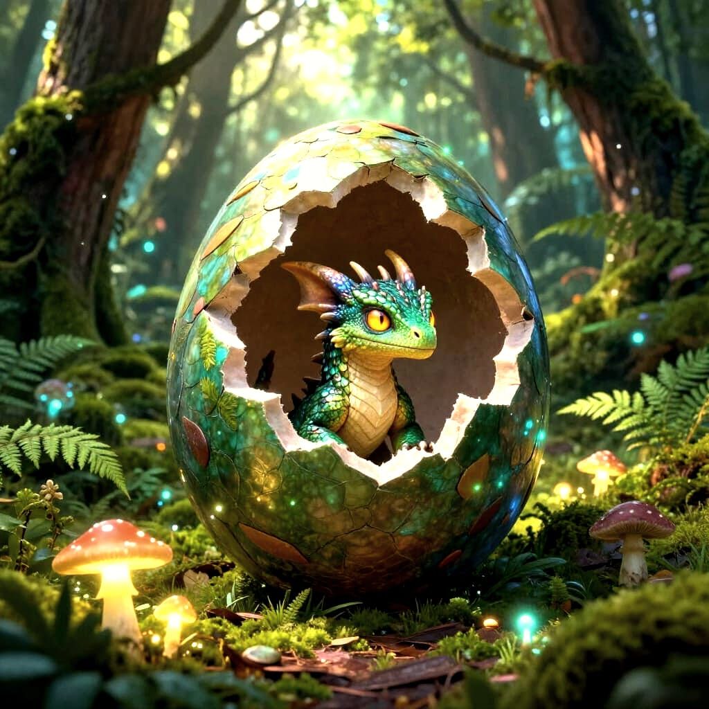 Baby Forest Dragon Hatches From Egg