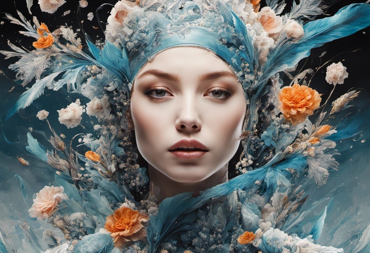 Flowers in Space: Inkblot Art with Deep Colors