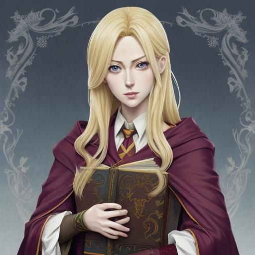 Anime-Style Blonde Girl in Harry Potter Setting