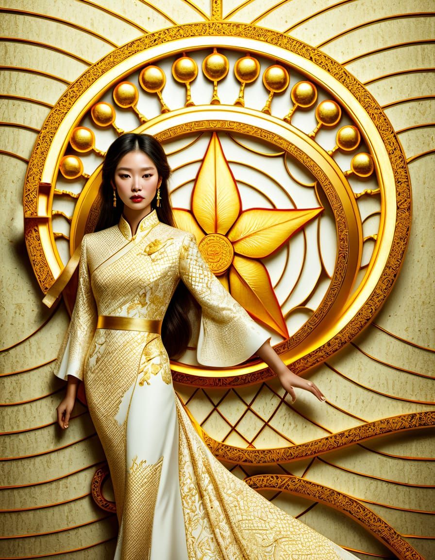 Ethereal Goddess in Opulent Chinese Attire