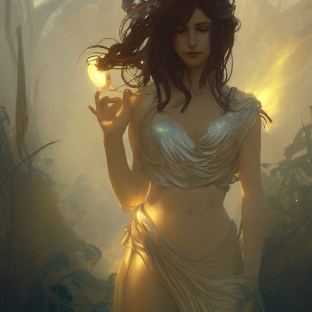 Golden-Eyed Women with Silver Butterflies