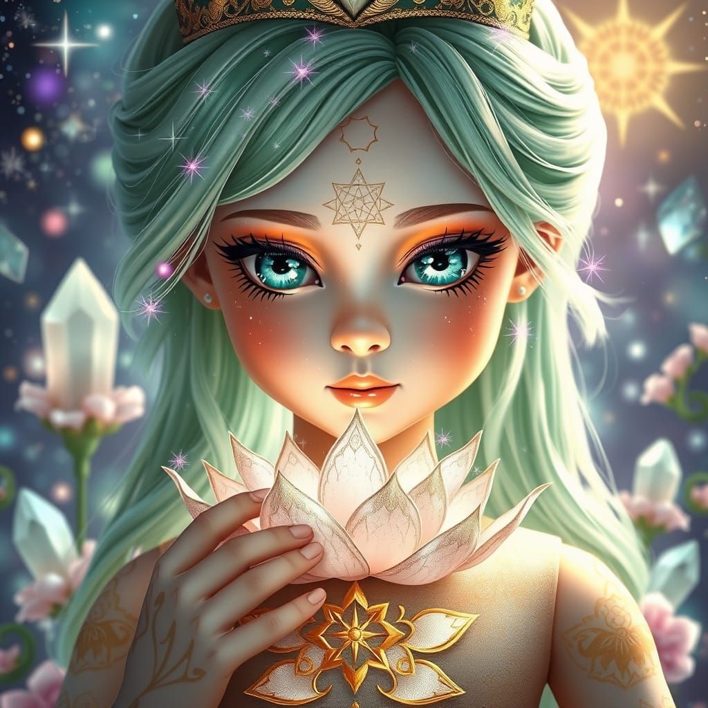 Doll face porcelain prince. Emerald eyes.  Soft green hair. ...