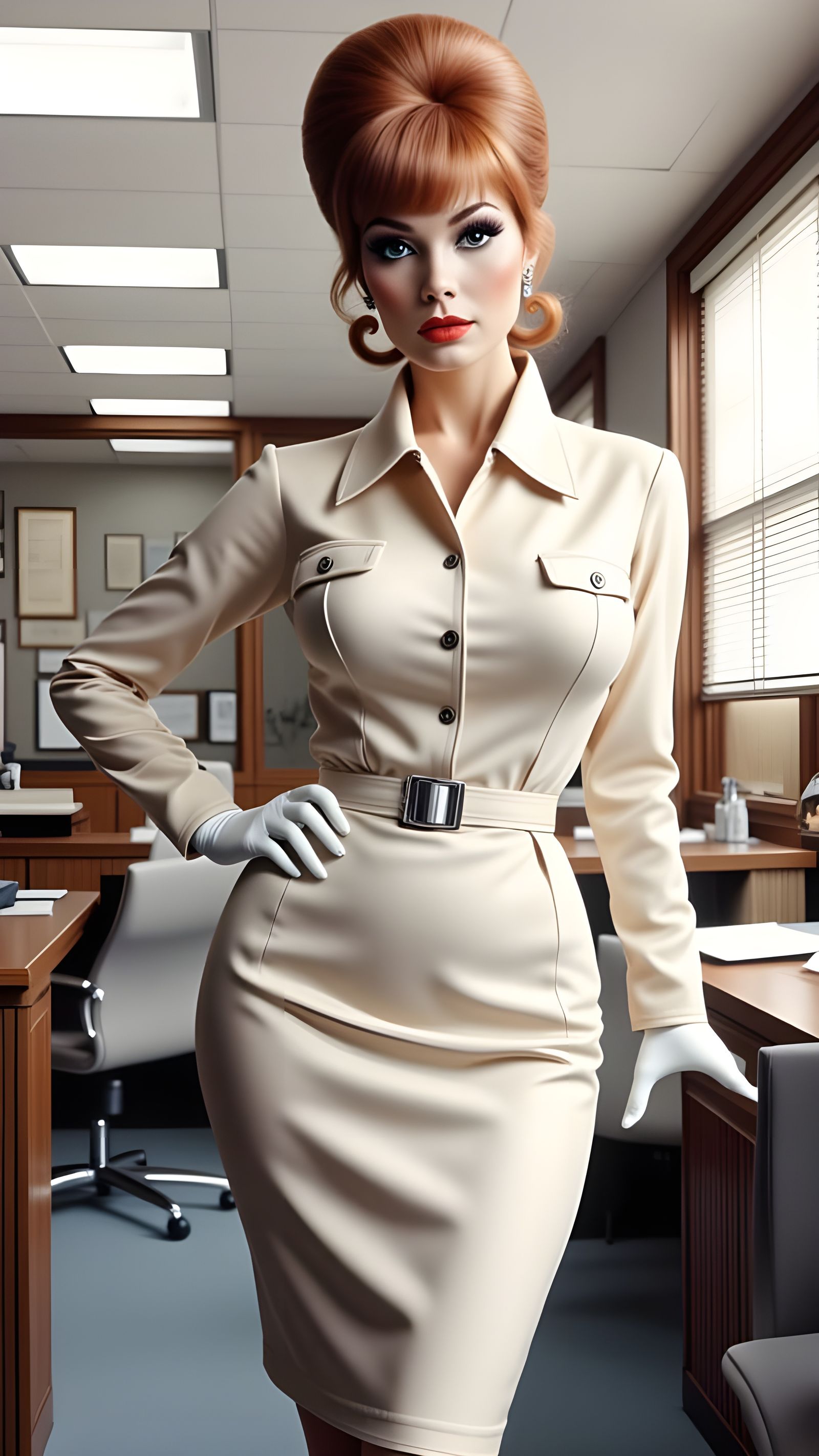 Retro Space Age Secretary in 1960s Office