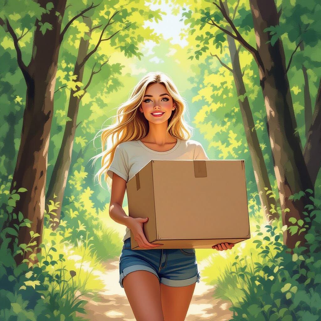 Forest walk with package